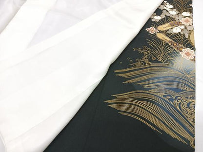 平和屋着物■豪華黒留袖　駒刺繍　立波花鳥文　暈し染め　金銀彩　正絹　逸品　CABM2176xe