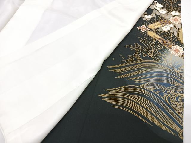平和屋着物■豪華黒留袖　駒刺繍　立波花鳥文　暈し染め　金銀彩　正絹　逸品　CABM2176xe
