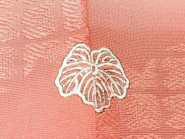 平和屋着物■上質な色無地　渡り橋雲取り花地紋　甚三紅　正絹　逸品　CABM2180xe