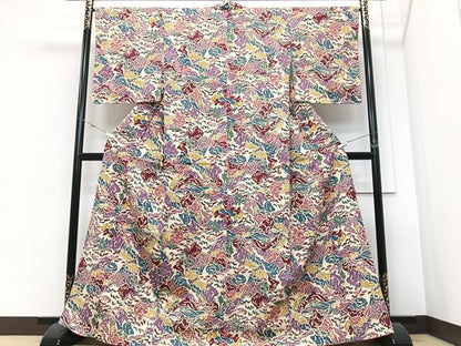 平和屋着物■上質な小紋　型染め　幾何学文　正絹　逸品　未使用　CABM2181xe
