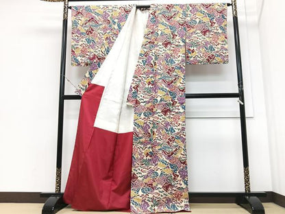 平和屋着物■上質な小紋　型染め　幾何学文　正絹　逸品　未使用　CABM2181xe