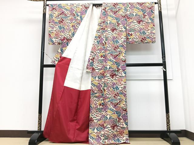 平和屋着物■上質な小紋　型染め　幾何学文　正絹　逸品　未使用　CABM2181xe