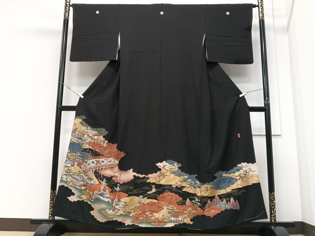 平和屋着物■豪華黒留袖　作家物　人物風景文　金彩　正絹　逸品　CABM2184xe