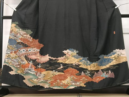 平和屋着物■豪華黒留袖　作家物　人物風景文　金彩　正絹　逸品　CABM2184xe