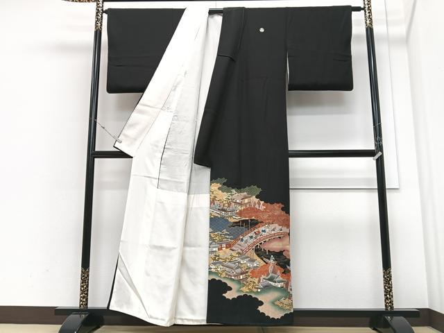 平和屋着物■豪華黒留袖　作家物　人物風景文　金彩　正絹　逸品　CABM2184xe