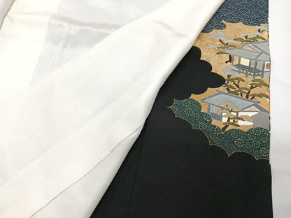 平和屋着物■豪華黒留袖　作家物　人物風景文　金彩　正絹　逸品　CABM2184xe
