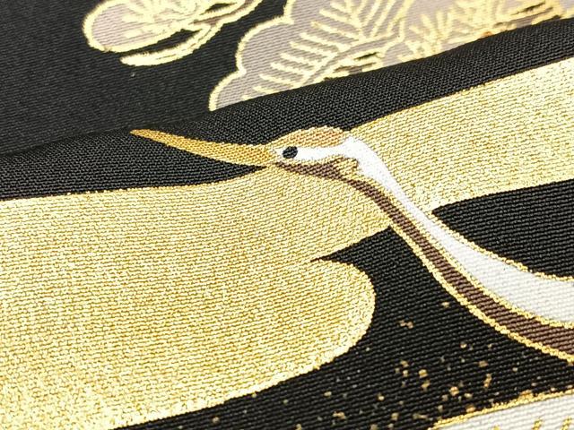 平和屋着物■豪華黒留袖　駒刺繍　飛鶴松文　金彩　正絹　逸品　CABM2185xe