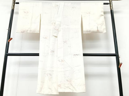 平和屋着物■長襦袢　無双仕立て　作家物　手描き　流水鴛鴦文　おだに武士　銀彩　正絹　逸品　CABM2188xe