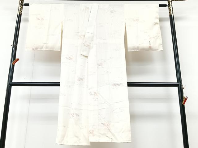 平和屋着物■長襦袢　無双仕立て　作家物　手描き　流水鴛鴦文　おだに武士　銀彩　正絹　逸品　CABM2188xe
