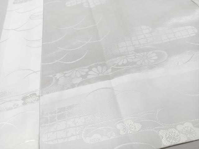 平和屋着物■長襦袢　無双仕立て　芝草菊地紋　半衿刺繍　正絹　逸品　CABM2192xe