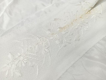 平和屋着物■長襦袢　無双仕立て　芝草菊地紋　半衿刺繍　正絹　逸品　CABM2192xe