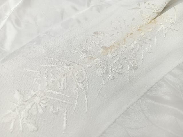 平和屋着物■長襦袢　無双仕立て　芝草菊地紋　半衿刺繍　正絹　逸品　CABM2192xe