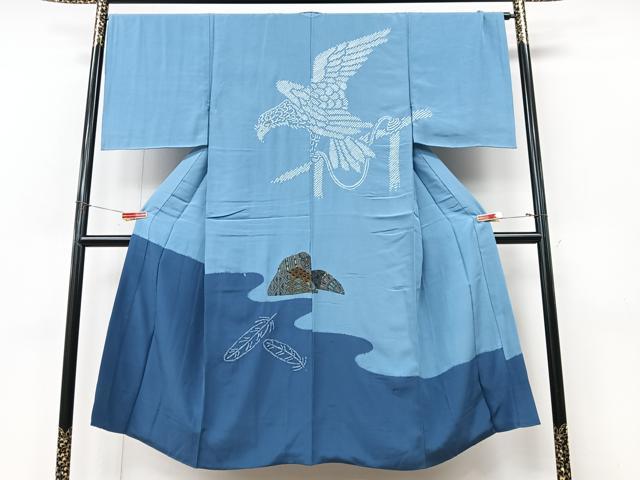 平和屋着物■男性　長襦袢　袷　絞り　鷹　正絹　逸品　CABM2201xe