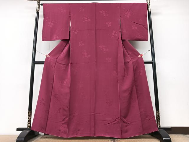 平和屋着物■上質な色無地　舞花地紋　紅紫色　正絹　逸品　CABM2204xe