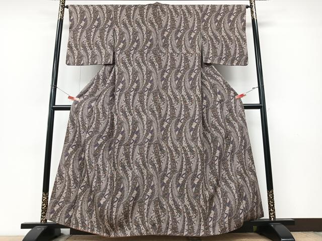 平和屋着物■上質な小紋　立波更紗花唐草文　正絹　逸品　CABM2207xe