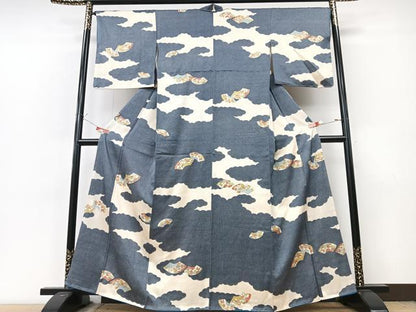 平和屋着物■上質な小紋　地紙花文　金彩　正絹　逸品　未使用　CABM2209xe