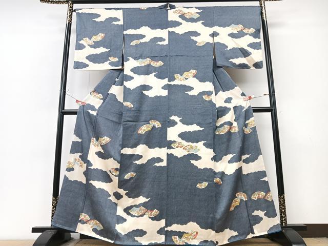 平和屋着物■上質な小紋　地紙花文　金彩　正絹　逸品　未使用　CABM2209xe