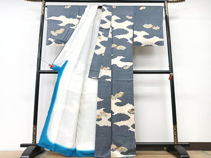 平和屋着物■上質な小紋　地紙花文　金彩　正絹　逸品　未使用　CABM2209xe