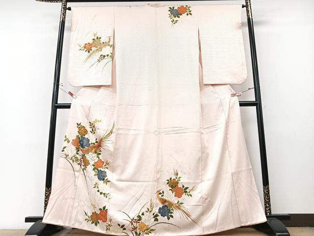 平和屋着物■訪問着　駒刺繍　尾長鳥花文　金銀彩　正絹　逸品　CABM2210xe