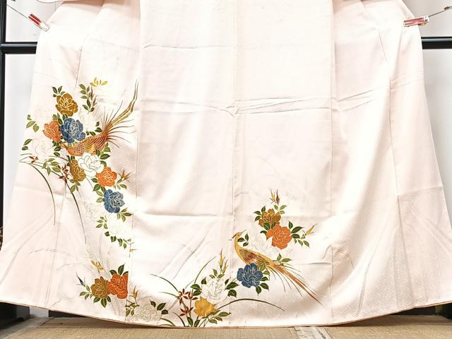 平和屋着物■訪問着　駒刺繍　尾長鳥花文　金銀彩　正絹　逸品　CABM2210xe