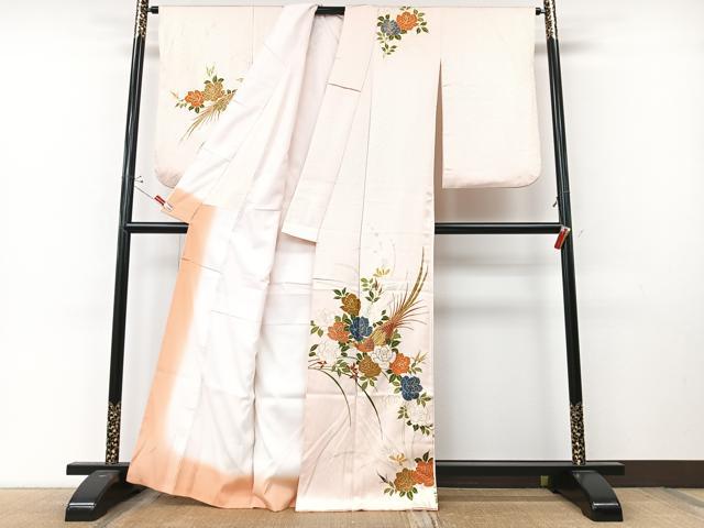 平和屋着物■訪問着　駒刺繍　尾長鳥花文　金銀彩　正絹　逸品　CABM2210xe