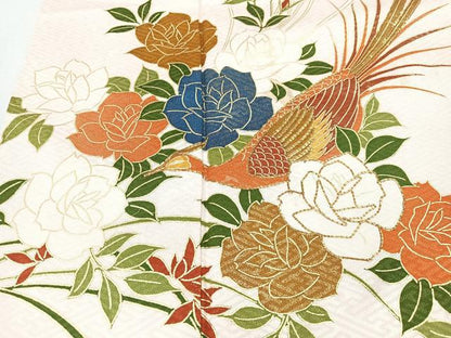 平和屋着物■訪問着　駒刺繍　尾長鳥花文　金銀彩　正絹　逸品　CABM2210xe