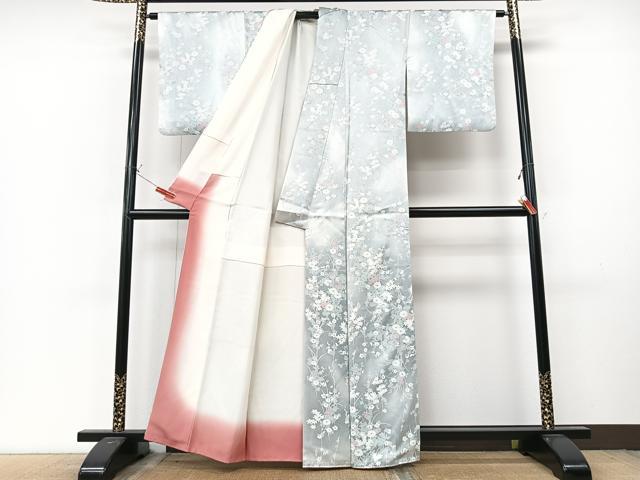 平和屋着物■上質な小紋　枝花文　暈し染め　正絹　逸品　CABM2212xe