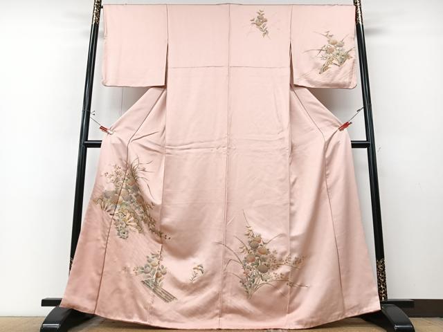 平和屋着物■訪問着　片輪車草花文　金彩　正絹　逸品　CABM2214xe