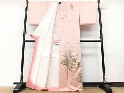 平和屋着物■訪問着　片輪車草花文　金彩　正絹　逸品　CABM2214xe