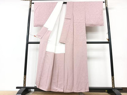 平和屋着物■上質な色無地　作家物　霞地紋　珊瑚色　正絹　逸品　CABM2215xe