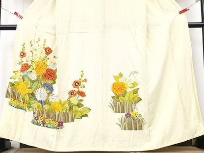 平和屋着物■訪問着　手描き　草花文　正絹　逸品　CABM2216xe