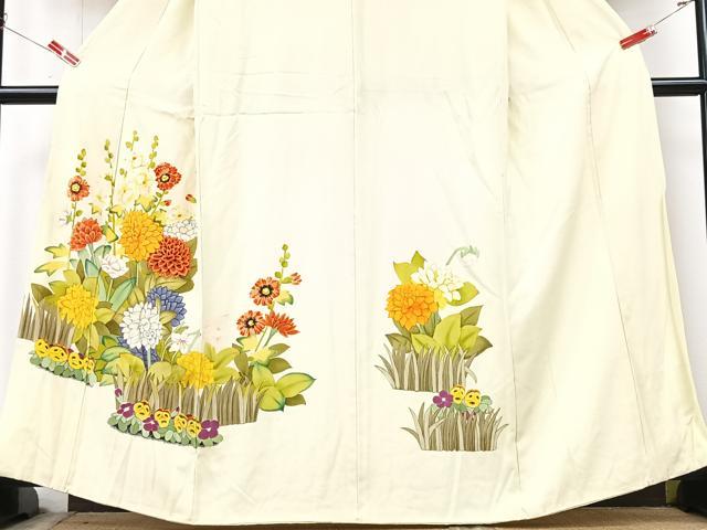 平和屋着物■訪問着　手描き　草花文　正絹　逸品　CABM2216xe