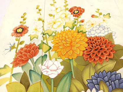 平和屋着物■訪問着　手描き　草花文　正絹　逸品　CABM2216xe