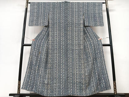 平和屋着物■上質な小紋　花唐草間道　正絹　逸品　CABM2218xe