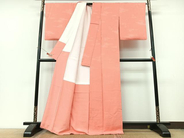 平和屋着物■上質な色無地　エ霞花地紋　薄紅色　正絹　逸品　CABM2219xe