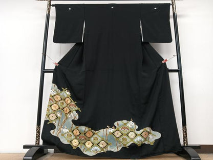 平和屋着物■豪華黒留袖　駒刺繍　松竹梅　金彩　正絹　逸品　CABM2227xe