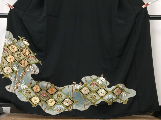 平和屋着物■豪華黒留袖　駒刺繍　松竹梅　金彩　正絹　逸品　CABM2227xe