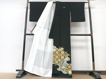 平和屋着物■豪華黒留袖　駒刺繍　松竹梅　金彩　正絹　逸品　CABM2227xe