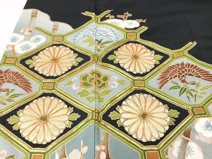 平和屋着物■豪華黒留袖　駒刺繍　松竹梅　金彩　正絹　逸品　CABM2227xe
