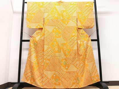 平和屋着物■上質な小紋　駒刺繍　草花文　正絹　逸品　CABM2230xe