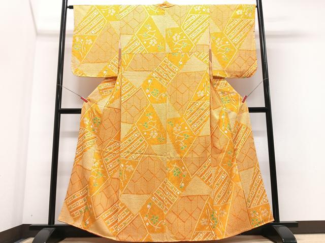 平和屋着物■上質な小紋　駒刺繍　草花文　正絹　逸品　CABM2230xe