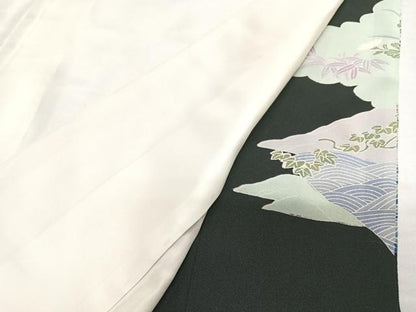 平和屋着物■豪華黒留袖　駒刺繍　飛鶴浜松文　金銀彩　正絹　逸品　CABM2231xe