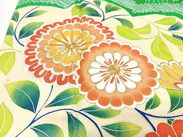 平和屋着物■豪華振袖　駒刺繍　絞り　草花文　金銀彩　正絹　逸品　CABM2233xe