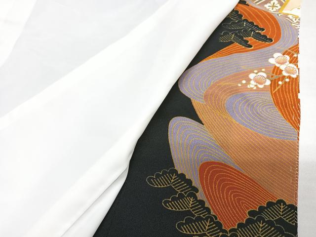 平和屋着物■豪華黒留袖　駒刺繍　扇面花文　金彩　正絹　逸品　未使用　CABM2237xe