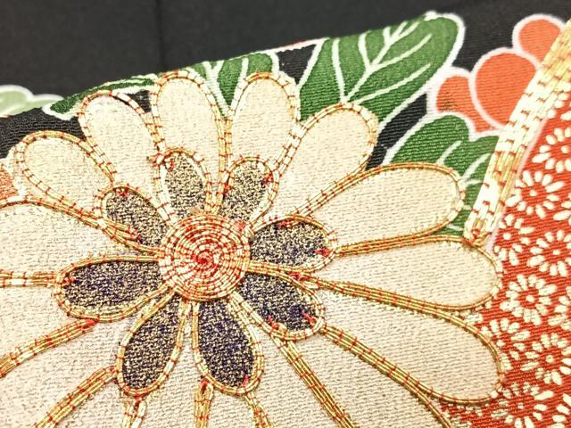 平和屋着物■豪華黒留袖　駒刺繍　花籠文　金銀彩　正絹　逸品　CABM2238xe