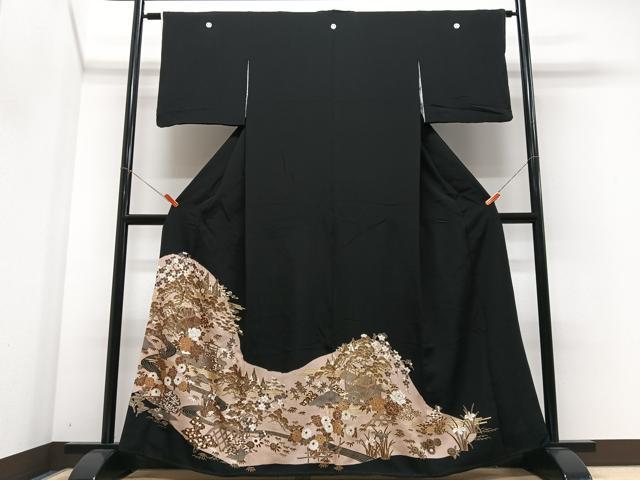 平和屋着物■豪華黒留袖　風景文　金彩　正絹　逸品　CABM2239xe