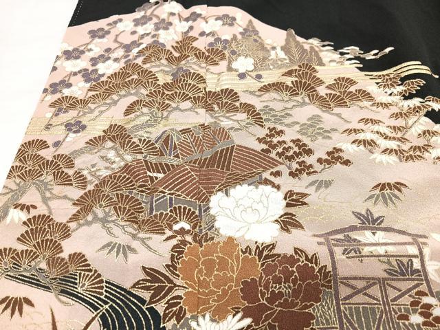平和屋着物■豪華黒留袖　風景文　金彩　正絹　逸品　CABM2239xe