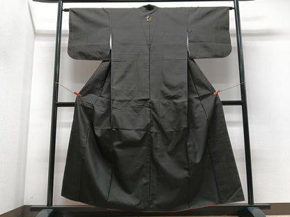 平和屋着物■上質な紬　黒橡色　正絹　逸品　CABM2241xe