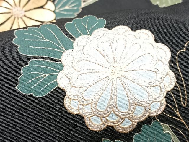 平和屋着物■豪華黒留袖　駒刺繍　草花文　金銀彩　正絹　逸品　CABM2244xe