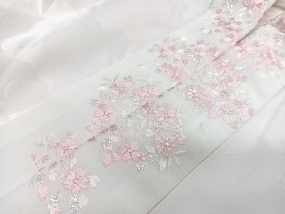 平和屋着物■振袖用長襦袢　雲取り舞花地紋　半衿刺繍　洗える着物　CABM2249xe